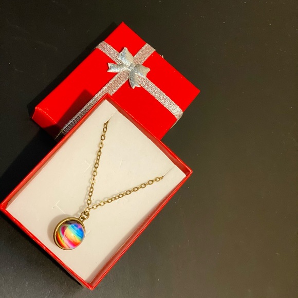 DOUBLE SIDED GALAXY GLASS PENDANT JEWELRY - Picture 6 of 14